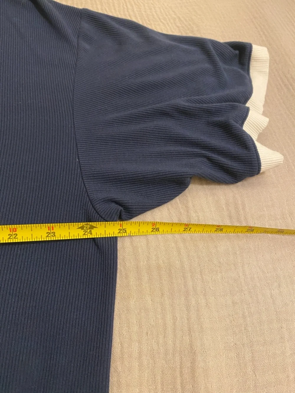 SKIMS  Relaxed Navy Short-Sleeve Maxi Dress with Contrast Trim. Size XL - Picture 5 of 8